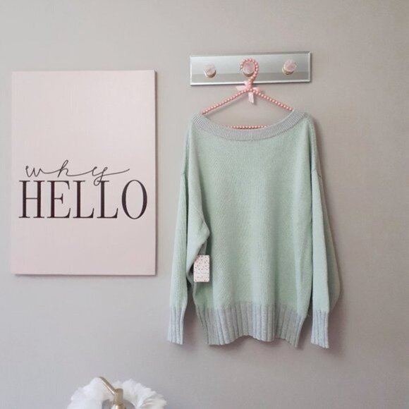 NWT Free People lime grey cotton blend oversize relaxed fit sweater, S - Picture 15 of 15